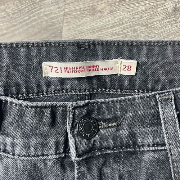 Levis 721 Jeans Size 28 High Rise Skinny Stretch Grey Denim Dark - Picture 9 of 11